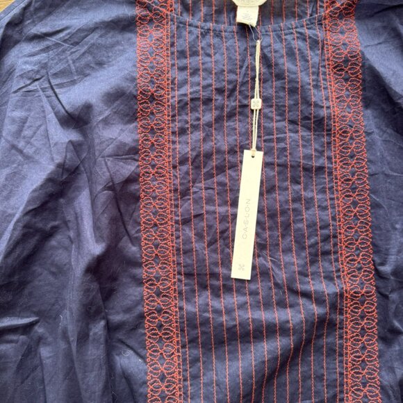 NWT CASLON Nordstrom embroidered drawstring tie top shirt blouse size Large - Picture 2 of 5